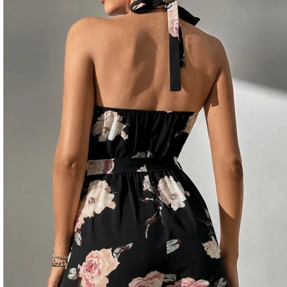 SHEIN Women’s Romper with Halter Top Floral Print Size Small - Picture 2 of 16